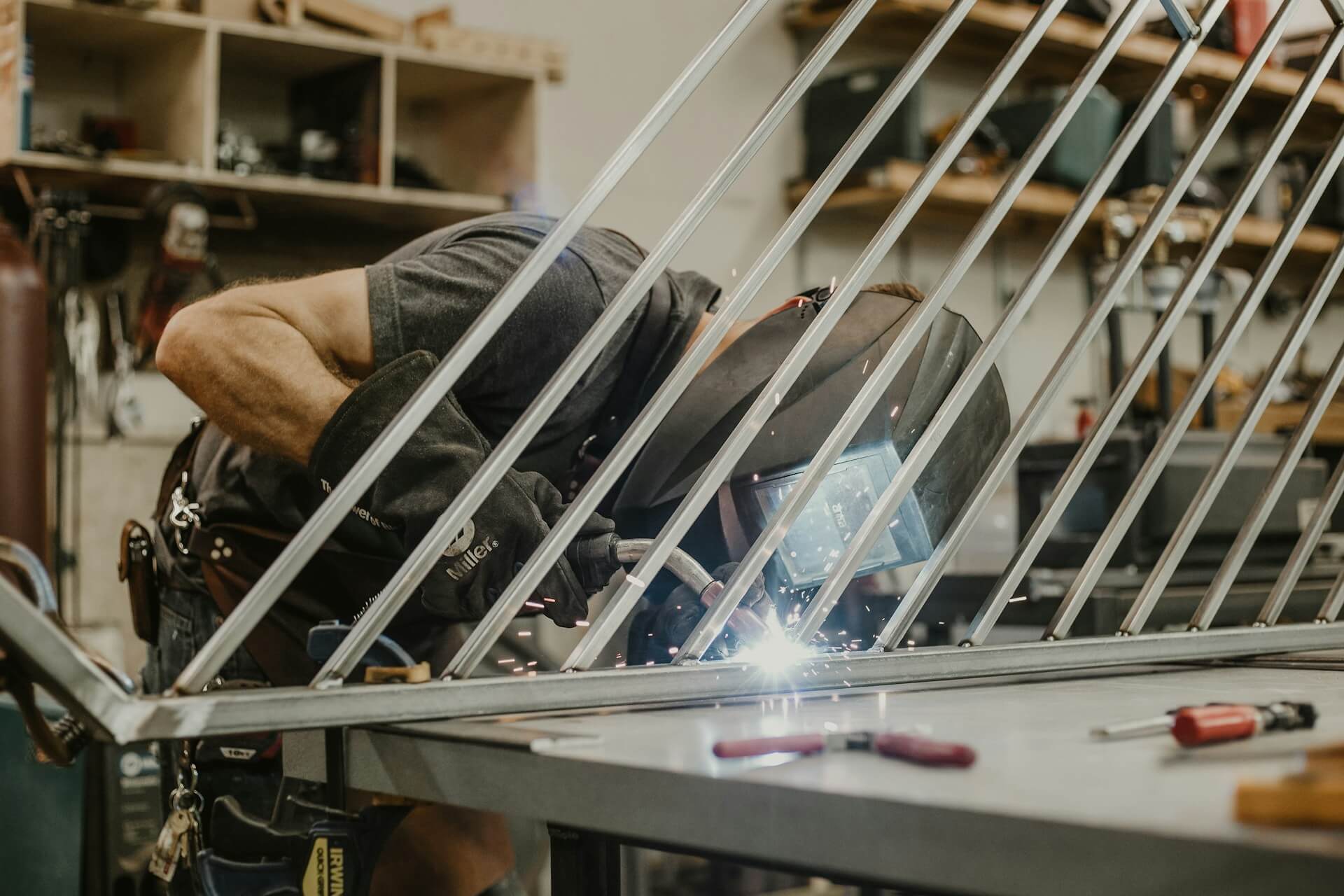 A welder completing practical training